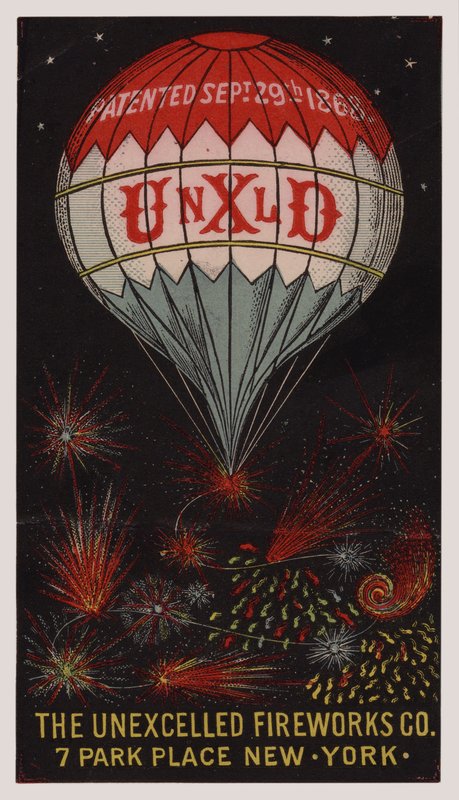 American Trade Card Advertising the Unexcelled Firework Company, New York by American School