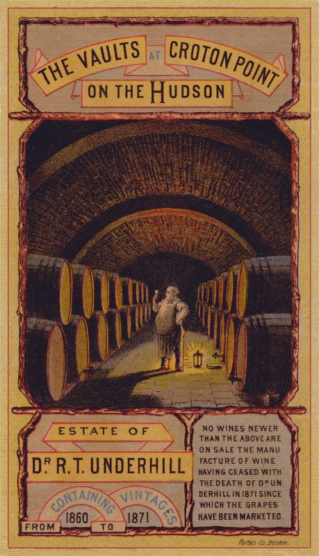 American Trade Card Advertising the Wine Vaults at Croton Point, New York by American School