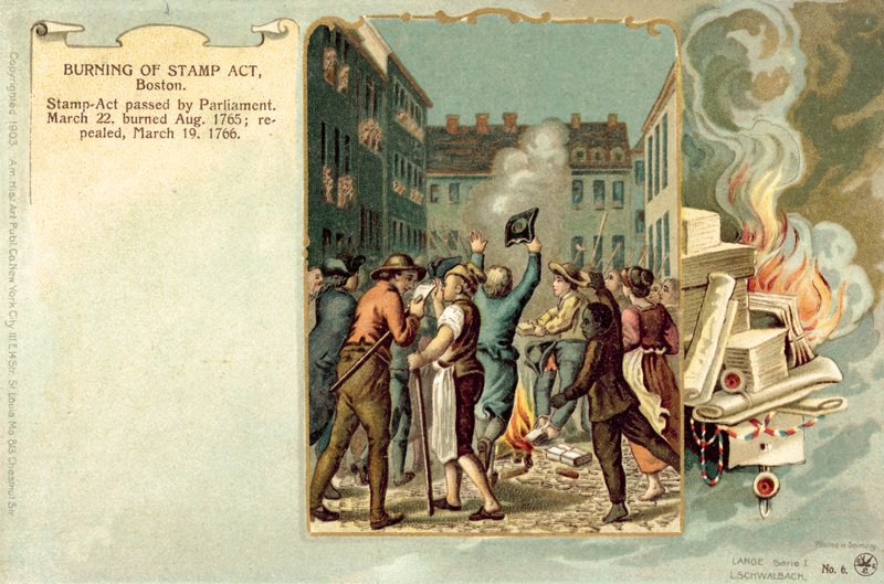 Burning of Stamp Act, Boston, August 1765 by American School