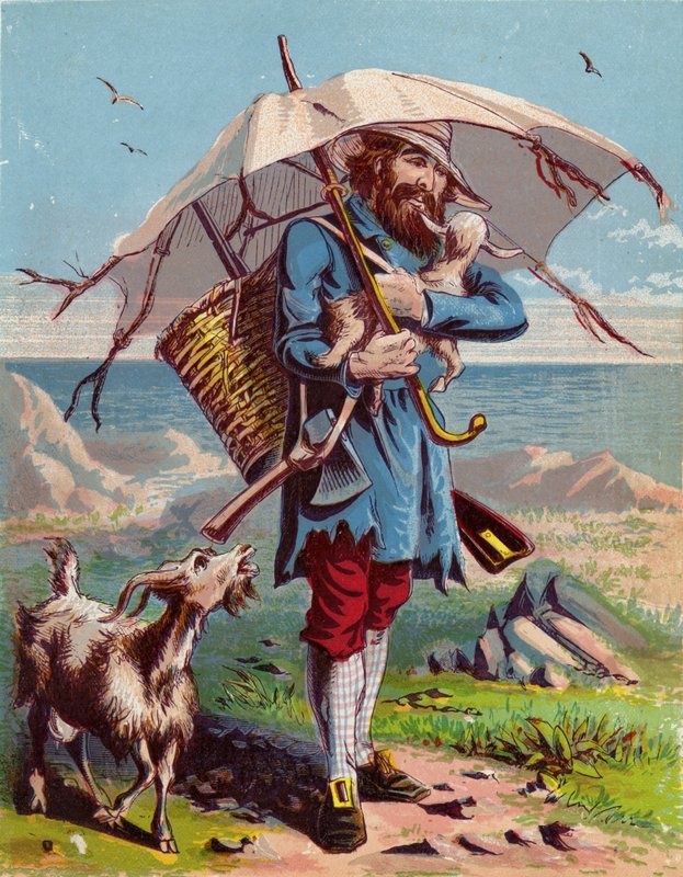 Illustration for Robinson Crusoe by American School