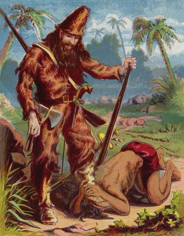 Illustration for Robinson Crusoe by American School
