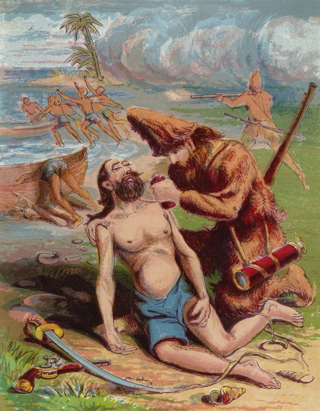 Illustration for Robinson Crusoe by American School
