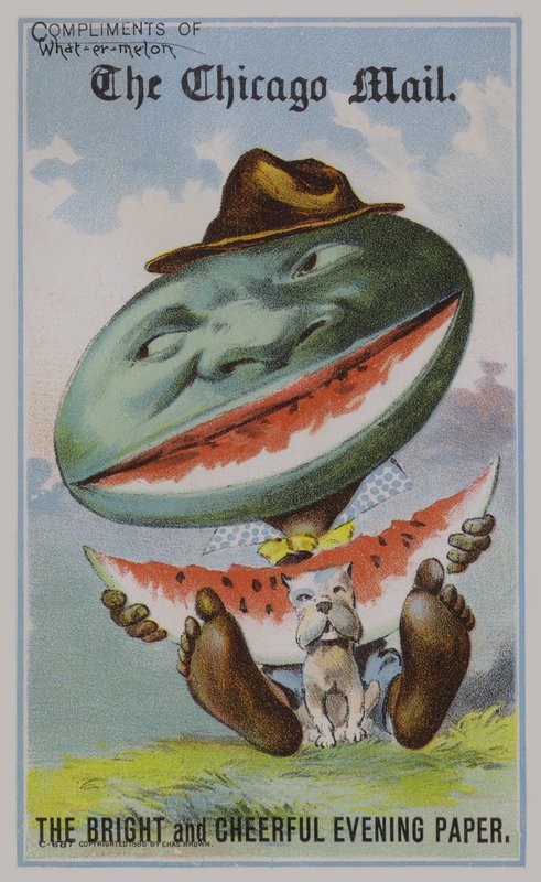 Watermelon, American Trade Card Advertising The Chicago Mail Newspaper by American School