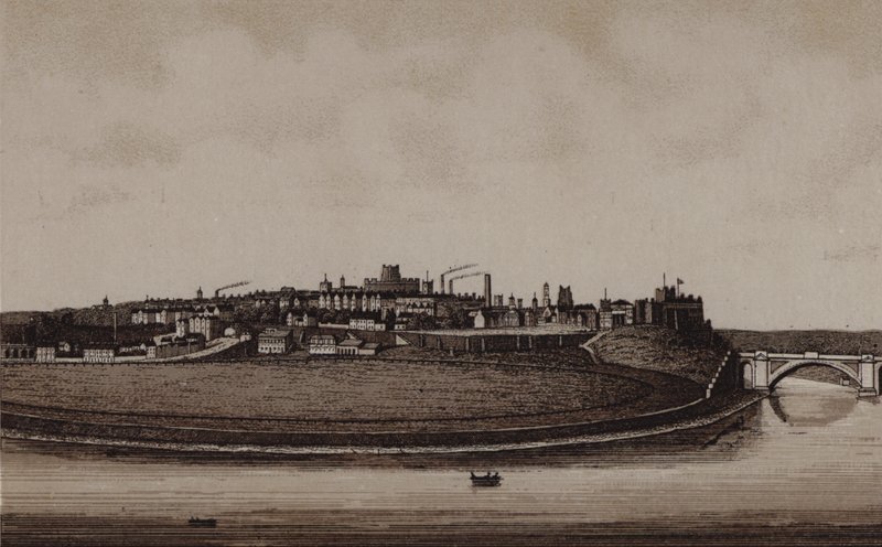 City of Chester, showing Roodee and Grosvenor Bridge by English School