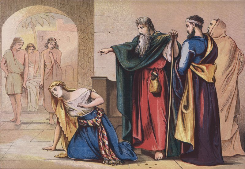 Death of Sapphira by English School