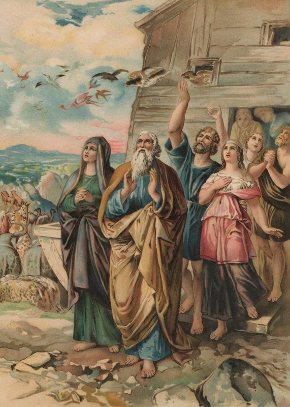 Noah, His Family and the Animals Leaving the Ark After the Flood Recedes by English School
