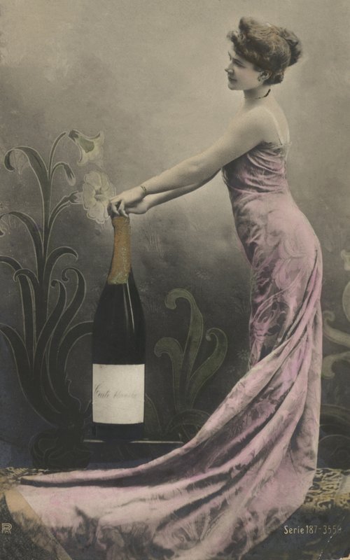 Girl with champagne bottle by French Photographer