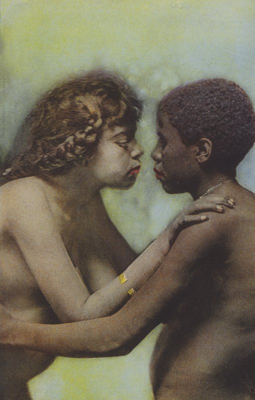 Two native women embracing by French Photographer