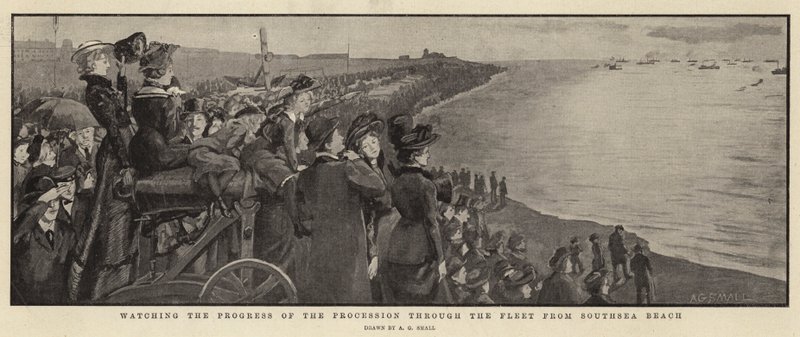Watching the Progress of the Procession through the Fleet from Southsea Beach by A. G. Small