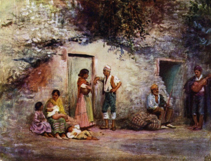 Granada, Gypsies at the Doors of their Caves by A. Trevor Haddon