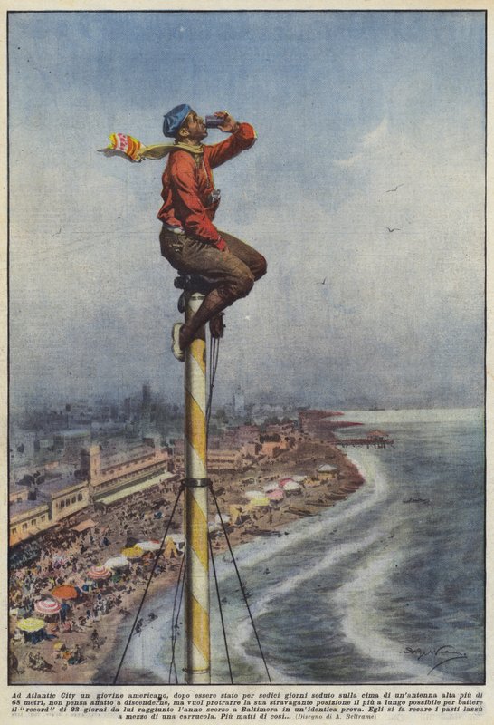 In Atlantic City, a young American, after sitting for sixteen days on top by Achille Beltrame
