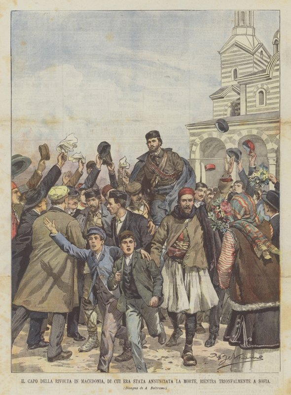 The Leader of the Revolt in Macedonia, Whose Death Was Announced, Triumphantly Returns to Sofia by Achille Beltrame
