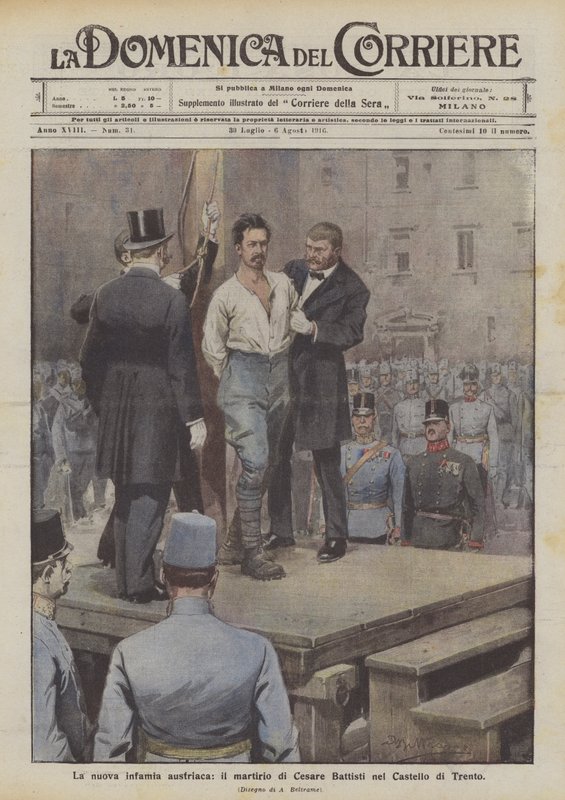The new Austrian infamy, the martyrdom of Cesare Battisti in the Castle of Trento by Achille Beltrame