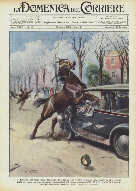 In Livorno, on the Station Avenue, a Horse Being Led to the Stable Broke Free by Achille Beltrame