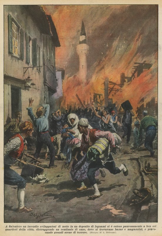 In Thessaloniki, a Fire that Broke Out at Night in a Lumber Yard Spread Fearfully? by Achille Beltrame