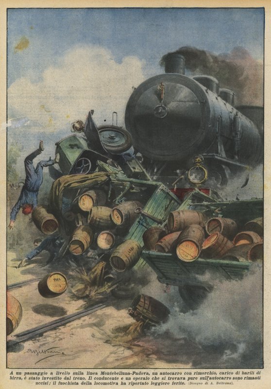 At a Level Crossing on the Montebelluna-Padua Line, a Truck with Trailer? by Achille Beltrame