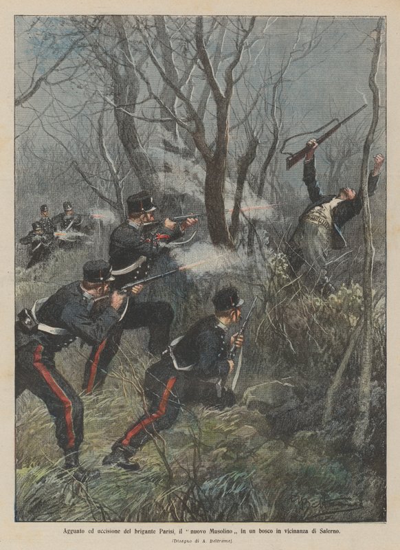 Ambush and Killing of the Brigand Parisi, the New Musolino in a Forest Near Salerno by Achille Beltrame