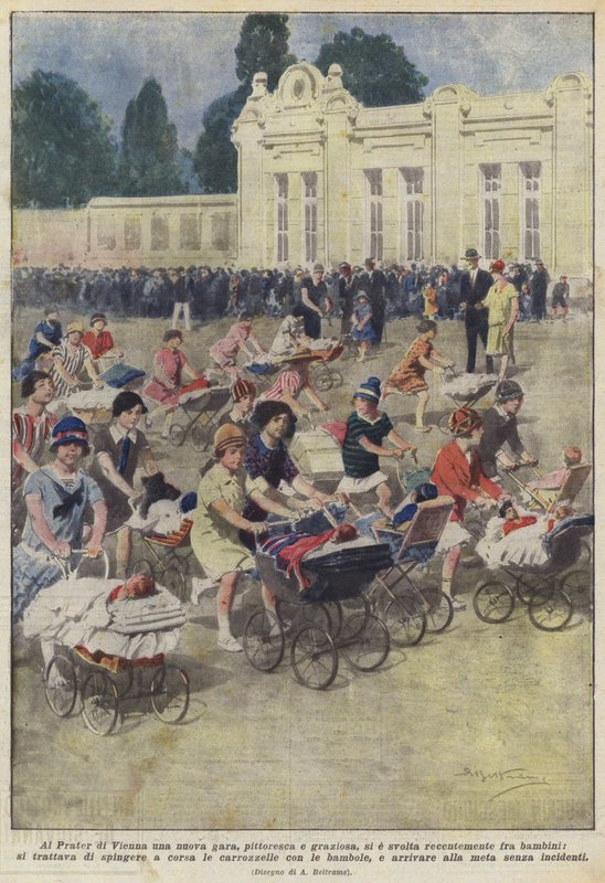 A New, Picturesque, and Graceful Race Recently Held Among Children at the Prater in Vienna by Achille Beltrame