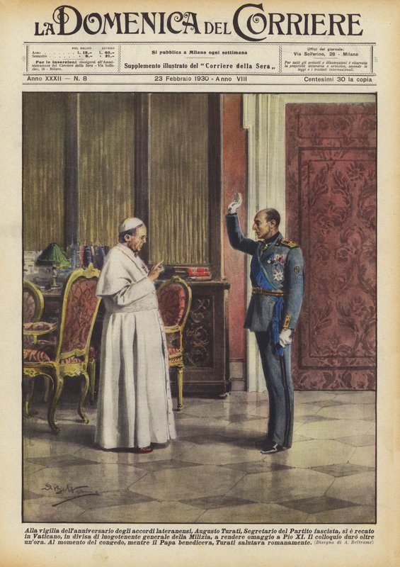 On the eve of the anniversary of the Lateran Pacts, Augusto Turati, Secretary of the Party by Achille Beltrame