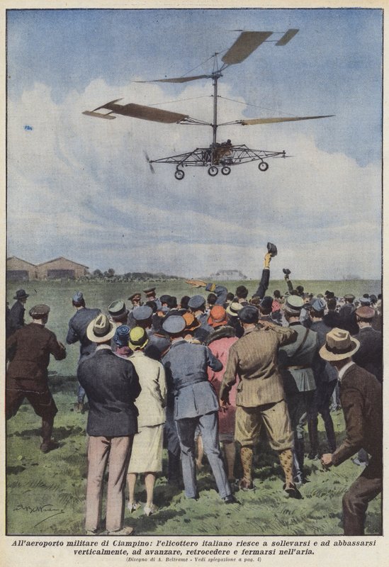 At the Ciampino Military Airport, the Italian Helicopter Manages to Lift and Lower by Achille Beltrame