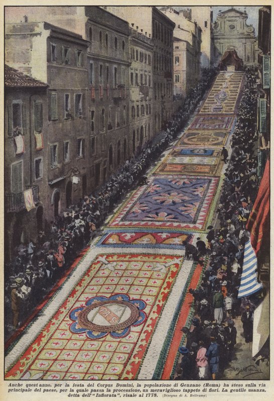 This year too, for the feast of Corpus Domini, the population of Genzano (Rome) laid out on the by Achille Beltrame