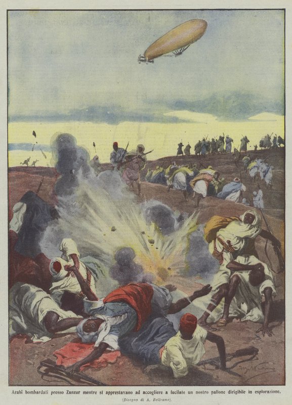 Arabs Bombarded Near Zanzur While Preparing to Shoot at Our Balloon by Achille Beltrame