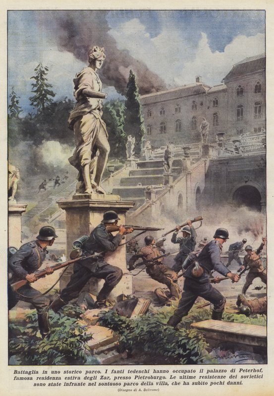 Battle in a Historic Park by Achille Beltrame