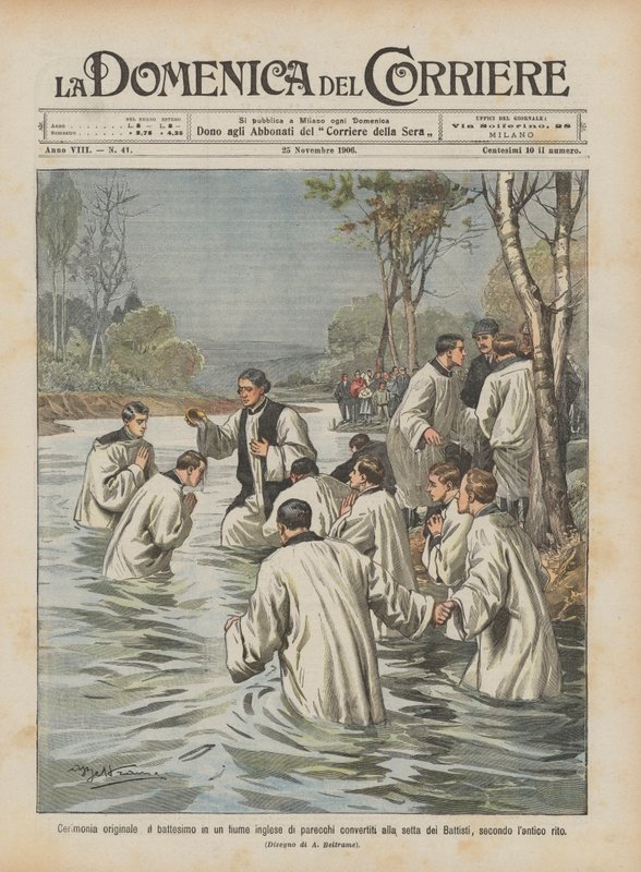 Original Ceremony, Baptism in an English River of Several Converts to the Sect by Achille Beltrame