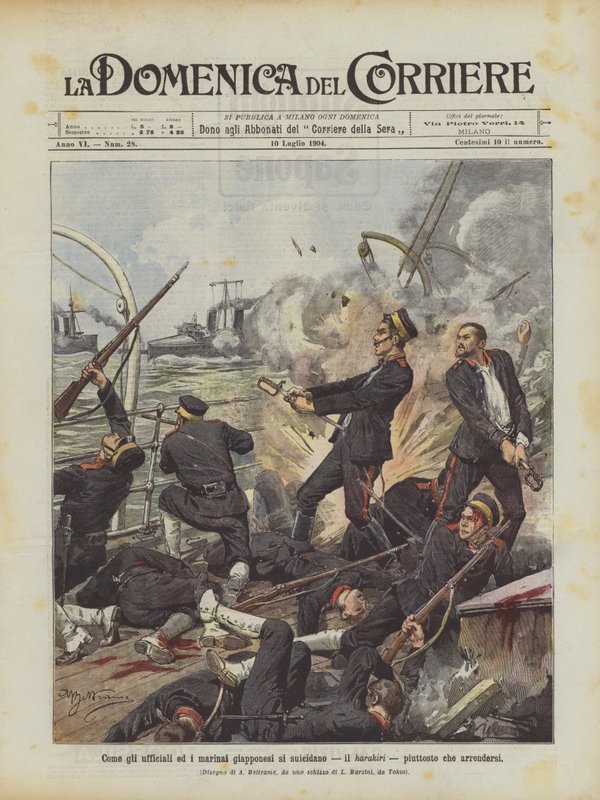 How Japanese Officers and Sailors Commit Suicide, Harakiri, Rather Than Surrender by Achille Beltrame