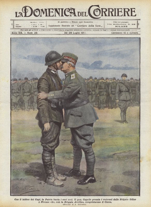 With the Lips of the Leaders, the Homeland Kisses Its Heroes by Achille Beltrame