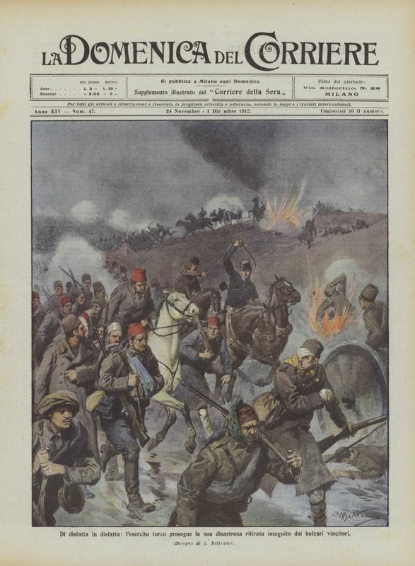 From defeat to defeat, the Turkish army continues its disastrous retreat pursued by the victorious Bulgarians by Achille Beltrame