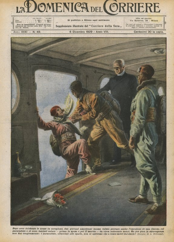 After celebrating their wedding in an airplane, two young Americans wanted to try? by Achille Beltrame