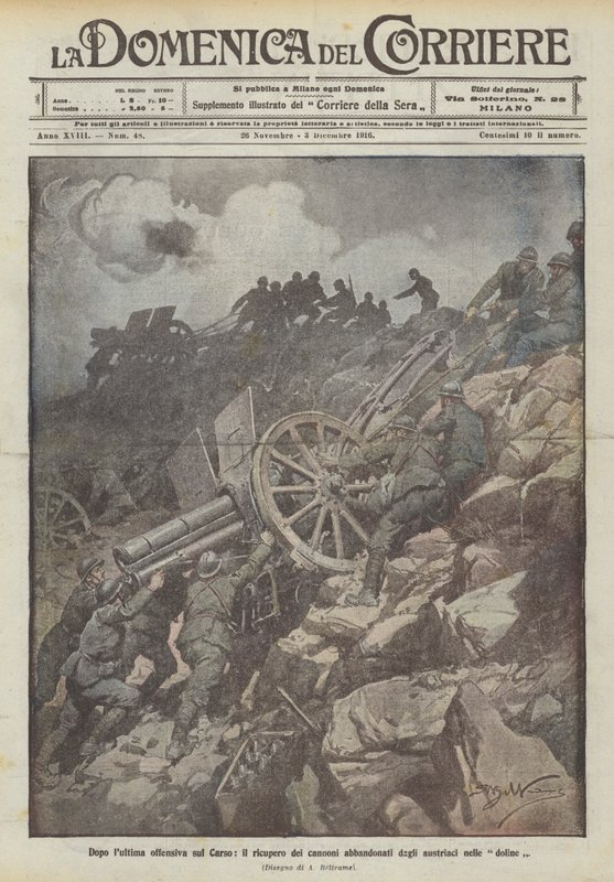 After the Last Offensive on the Carso, the Recovery of Cannons Abandoned by the Austrians in the Sinkholes by Achille Beltrame