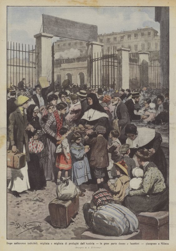 After unspeakable suffering, thousands of refugees from Austria, mostly women by Achille Beltrame