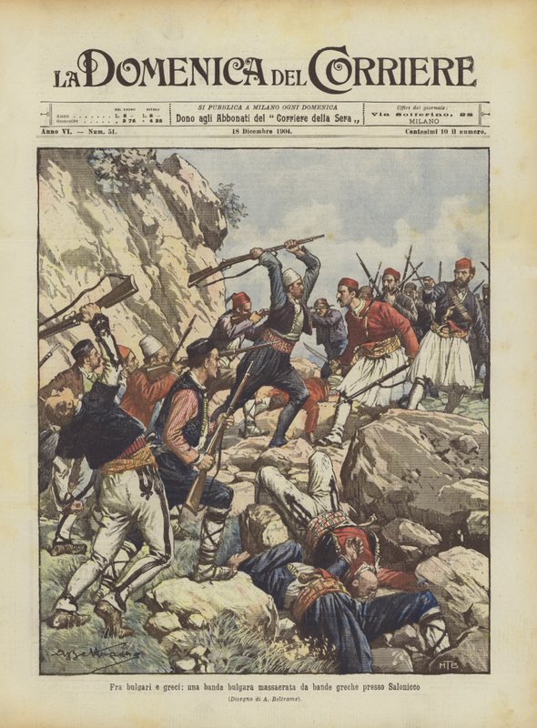 Between Bulgarians and Greeks, a Bulgarian Band Massacred by Greek Bands Near Thessaloniki by Achille Beltrame