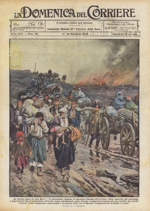 Greeks Fleeing Smyrna, Greco-Turkish War (1919-22) 1922 by Achille Beltrame