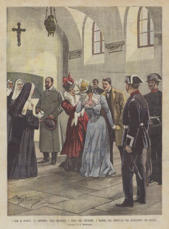 The Cases in Spain, Miss Ubao Forcibly Taken from the Convent in Madrid by Achille Beltrame