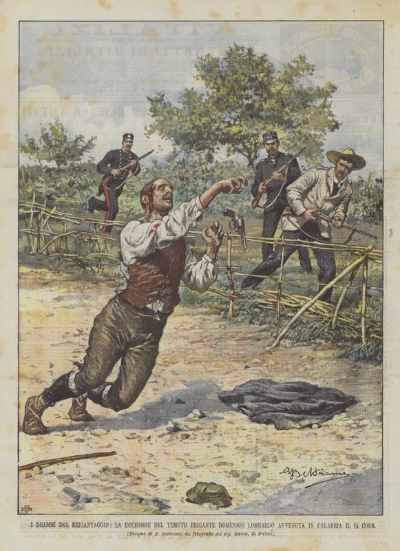 The Dramas of Banditry, The Killing of the Feared Bandit Domenico Lombardo in Calabria on the 14th by Achille Beltrame
