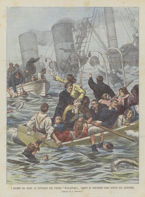 The Dramas of the Sea, the Shipwreck of the Steamer Wallawalla Loaded with Gold Seekers Returning from the Klondike by Achille Beltrame