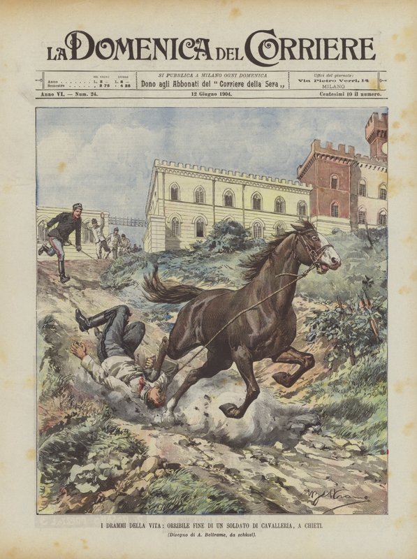 The Dramas of Life, Horrible End of a Cavalry Soldier in Chieti by Achille Beltrame