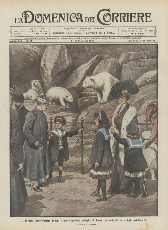The Sovereigns Show Their Children the New Zoological Garden in Rome, in Front of the Polar Bear Rocks by Achille Beltrame