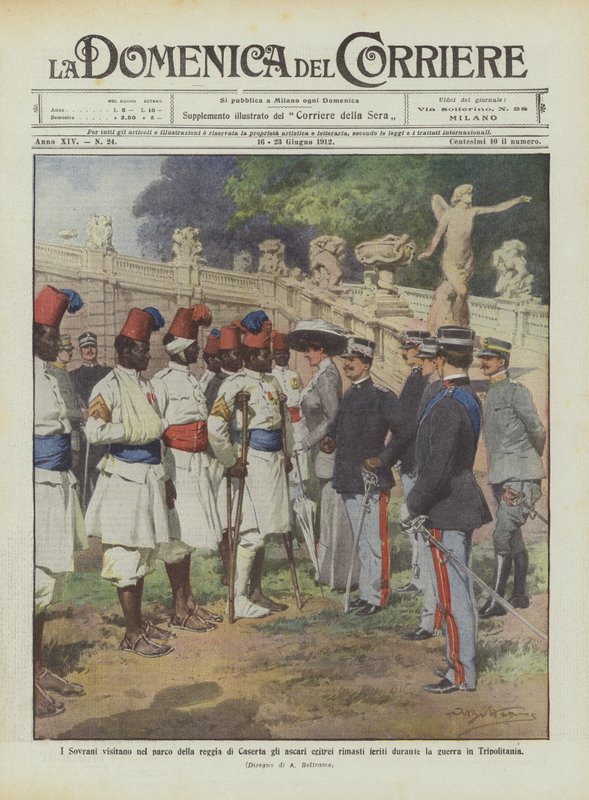 The Sovereigns Visit the Eritrean Ascari Wounded During the War in the Park of the Royal Palace of Caserta by Achille Beltrame