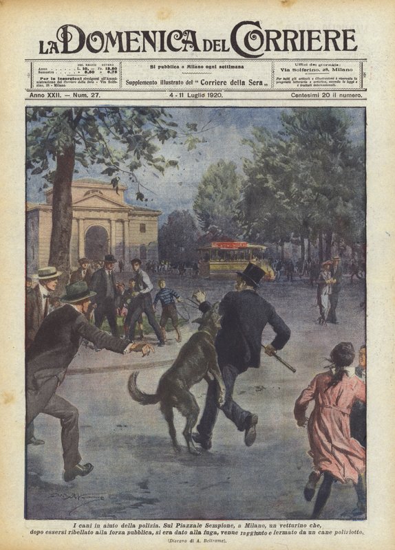 Dogs Assisting the Police by Achille Beltrame