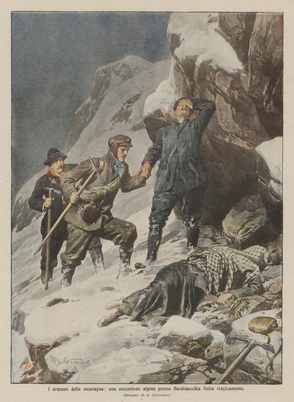 The Dramas of the Mountain, an Alpine Ascent Near Bardonecchia Ended Tragically by Achille Beltrame