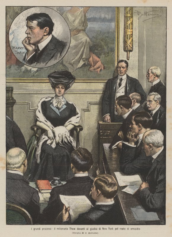 The Great Trials, Millionaire Thaw Before the Judges in New York for Murder by Achille Beltrame