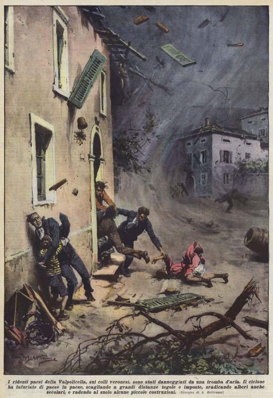 The smiling villages of Valpolicella, on the Veronese hills, were damaged by a tornado by Achille Beltrame