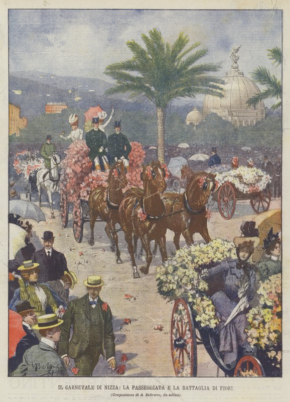 The Carnival of Nice, The Walk and the Battle of Flowers by Achille Beltrame