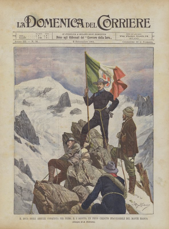 The Duke of the Abruzzi First Conquers, on August 5, a Peak Believed to be Inaccessible on Mont Blanc by Achille Beltrame