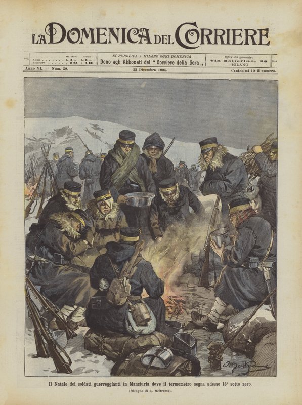 The Christmas of Soldiers Fighting in Manchuria Where the Thermometer Now Reads 15° Below Zero by Achille Beltrame
