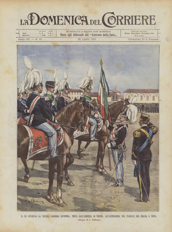 The King Hands Over the Old Glorious Flag, Taken from the Armory of Turin, to the Artillery by Achille Beltrame